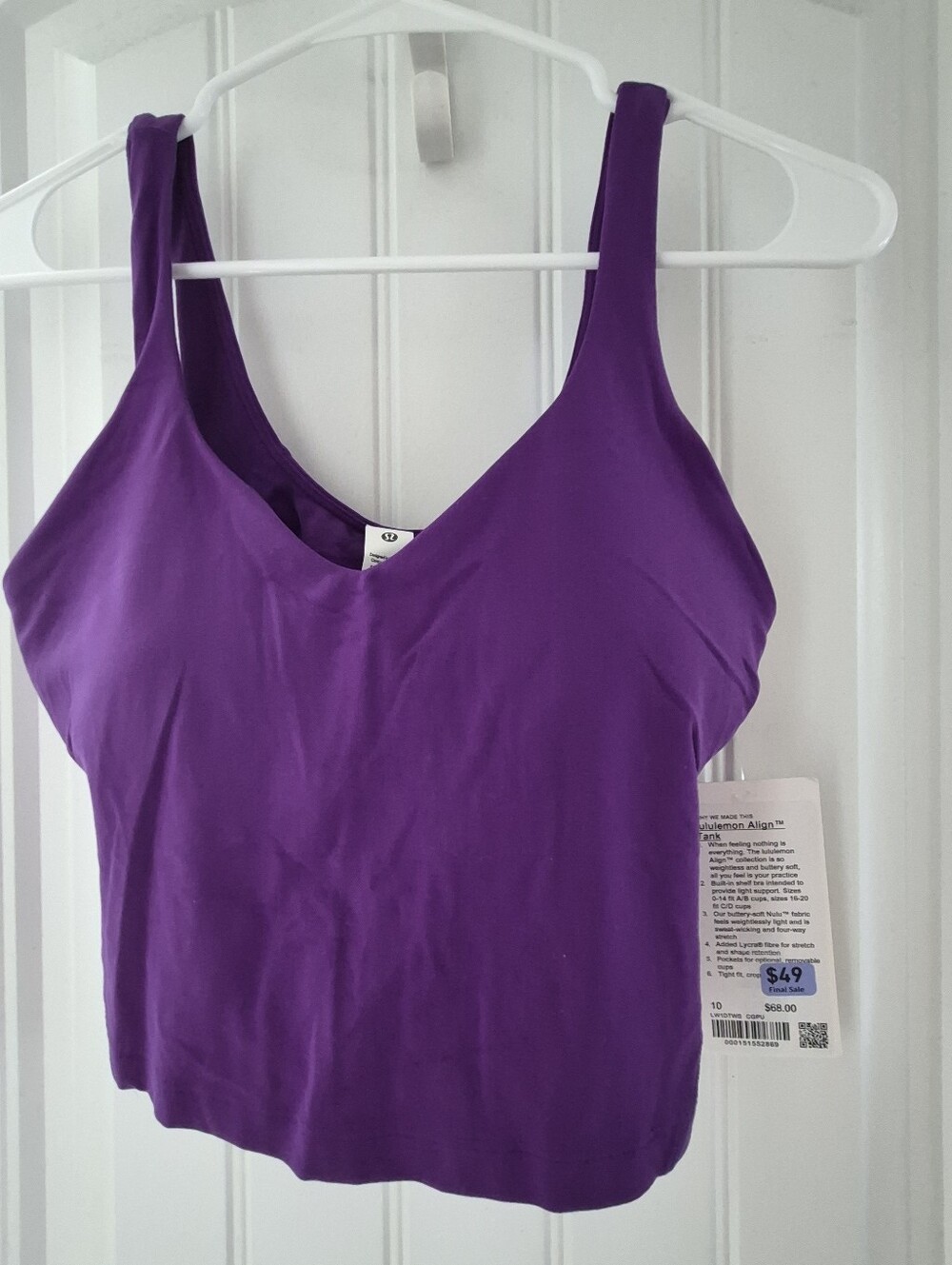 Lululemon Purple Athletic Crop Tank